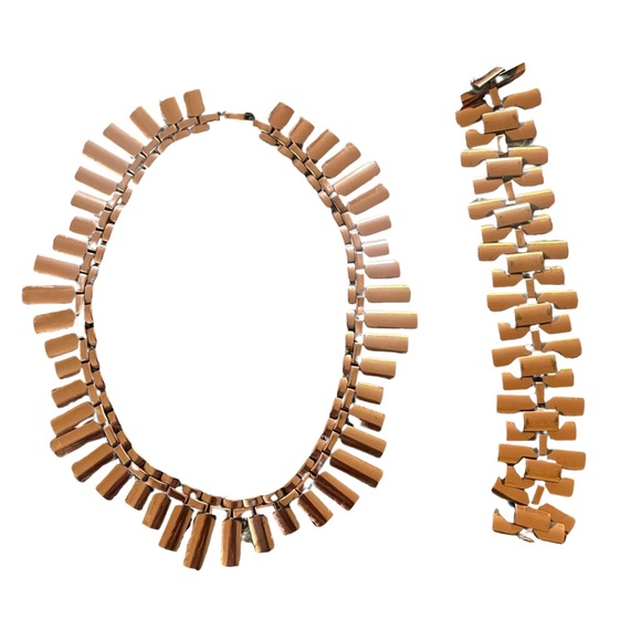 Vintage Mid-Century style bronze necklace and bracelet set. - Picture 2 of 3